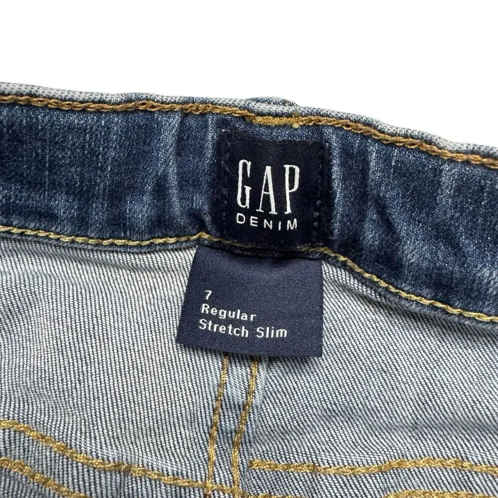 GAP Kids Regular Stretch Slim Leg Jeans Size 7 Boys Adjustable Waist Cotton